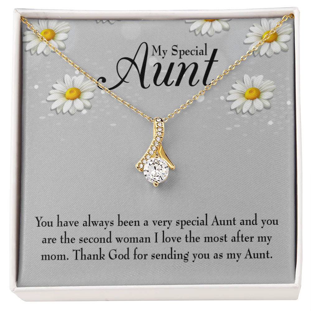 To My Aunt Special Aunt Ribbon Necklace Gold Tone Standard Box